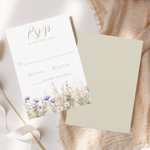 Carte de réponse de mariage aux fleurs sauvages de