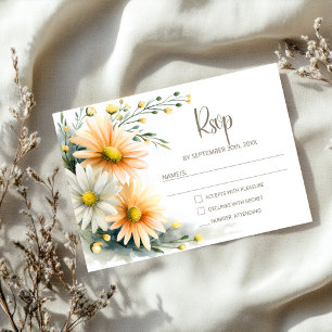 Carte de réponse de mariage aux marguerites orange