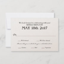 Carte de réponse de mariage avec choix de PLAT