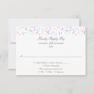 Carte de réponse de mariage avec confettis arc-en-
