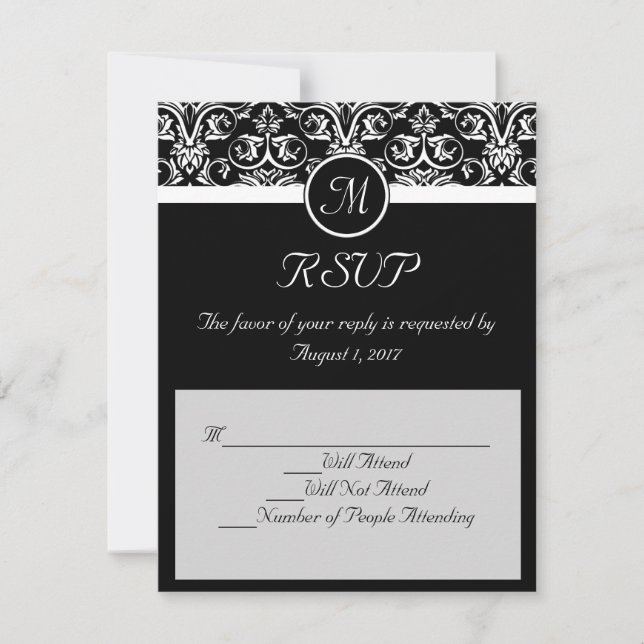Carte de réponse de mariage avec grand insigne noi (Devant)