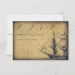 Carte de réponse de mariage avec illustration de n