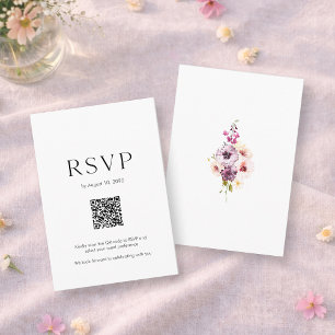 Carte de réponse de mariage avec QR Code Floral