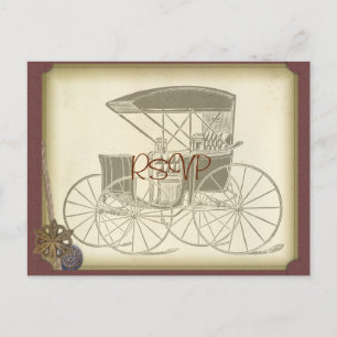 Carte de réponse de mariage avec voiture ancienne