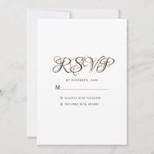 Carte de réponse de mariage blanche à typographie