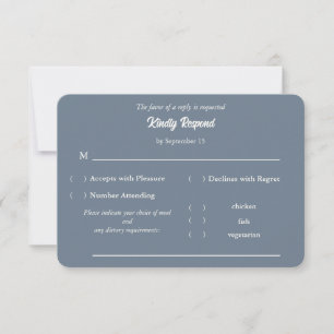 Carte de réponse de mariage bleu ardoise avec opti