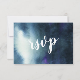 Carte de réponse de mariage bleu marine or avec ch