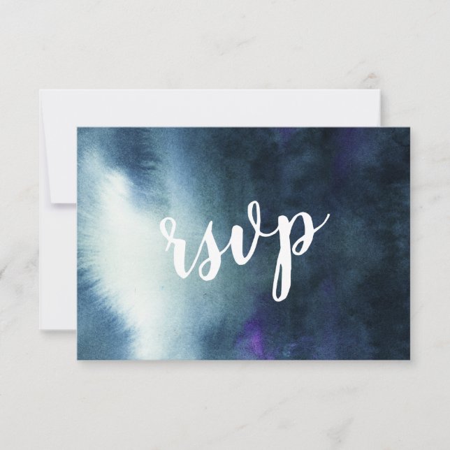 Carte de réponse de mariage bleu marine or avec ch (Devant)