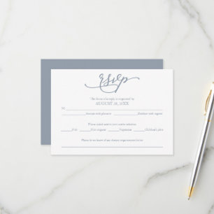 Carte de réponse de mariage bleu poussiéreux avec