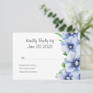 Carte de réponse de mariage Blue Anemone et Euxaly