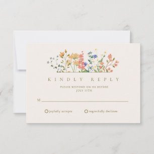 Carte de réponse de mariage bohème à fleurs sauvag
