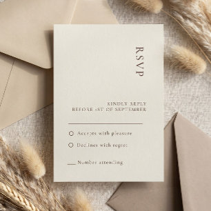 Carte de réponse de mariage bohème beige minimalis