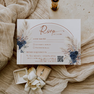 Carte de réponse de mariage bohème rustique bleu m
