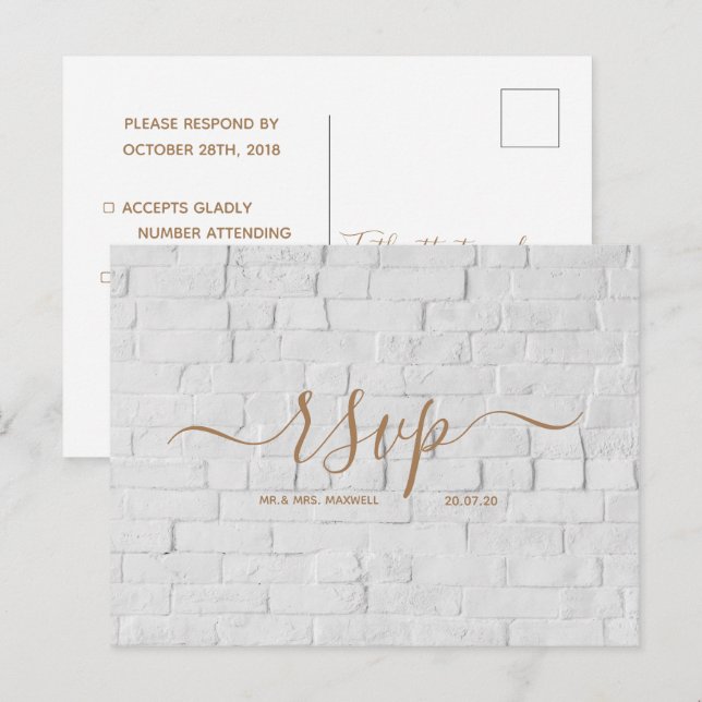 Carte de réponse de mariage | Carte postale en écr (Devant / Derrière)