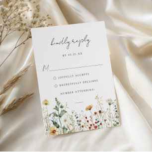 Carte de réponse de mariage champ de fleurs sauvag