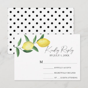 Carte de réponse de mariage - Citron jaune