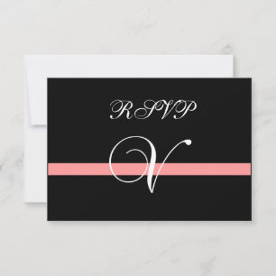 Carte de réponse de mariage Corail Monogramme V