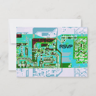 Carte de réponse de mariage de geek high-tech