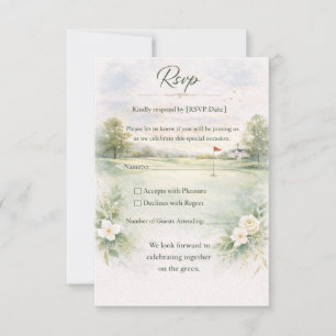 Carte de réponse de mariage de golf   Départ pour 