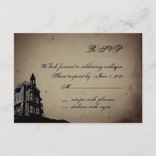 Carte de réponse de mariage de maison gothique vin