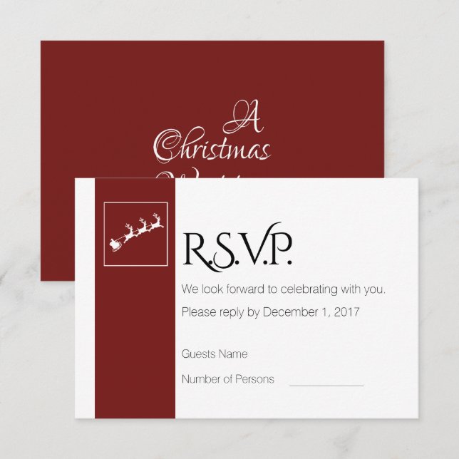 Carte de réponse de mariage de Noël au traîneau du (Devant / Derrière)