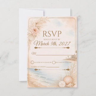 Carte de réponse de mariage de plage à l'aquarelle