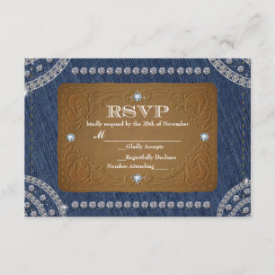 Carte de réponse de mariage Denim & Diamonds Jeans