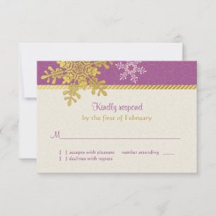 Carte de réponse de mariage d'hiver flocon de neig