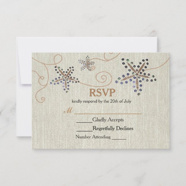 Carte de réponse de mariage Elegance Starfish Plag (Devant)