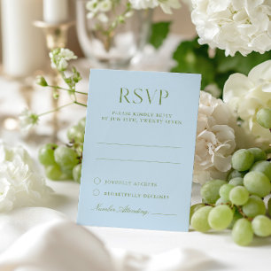 Carte de réponse de mariage élégante bleue et vert