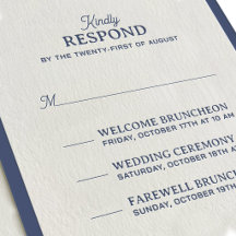 Carte de réponse de mariage élégante en impression