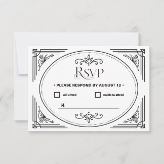 Carte de réponse de mariage élégante moderne déco