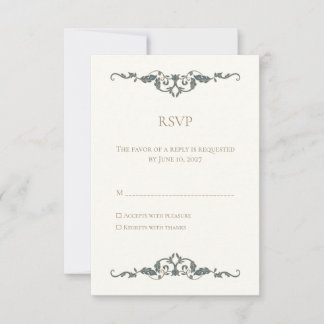 Carte de réponse de mariage élégante ornée