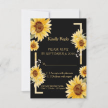 Carte de réponse de mariage élégante Tournesol Noi
