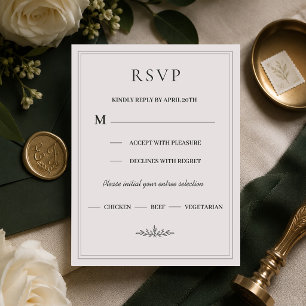 Carte de réponse de mariage élégante verte chasseu