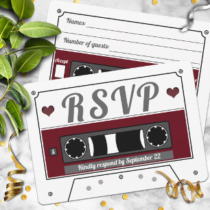 Carte de réponse de mariage en cassette rétro roug
