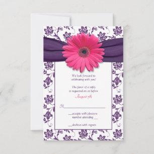 Carte de réponse de mariage en Damassé Violet avec