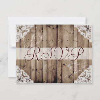 Carte de réponse de mariage en dentelle blanche an