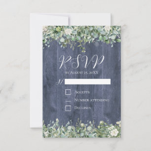 Carte de réponse de mariage en eucalyptus Navy Woo