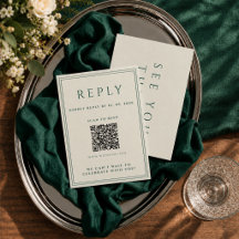 Carte de réponse de mariage en ivoire avec code QR