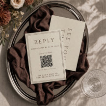 Carte de réponse de mariage en ivoire avec QR Code