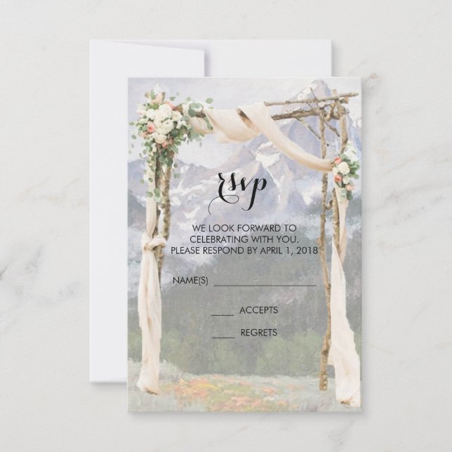 Carte de réponse de mariage extérieur au Mountain  (Devant)