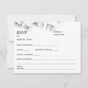 Carte de réponse de mariage Feuille Douce Feuilles