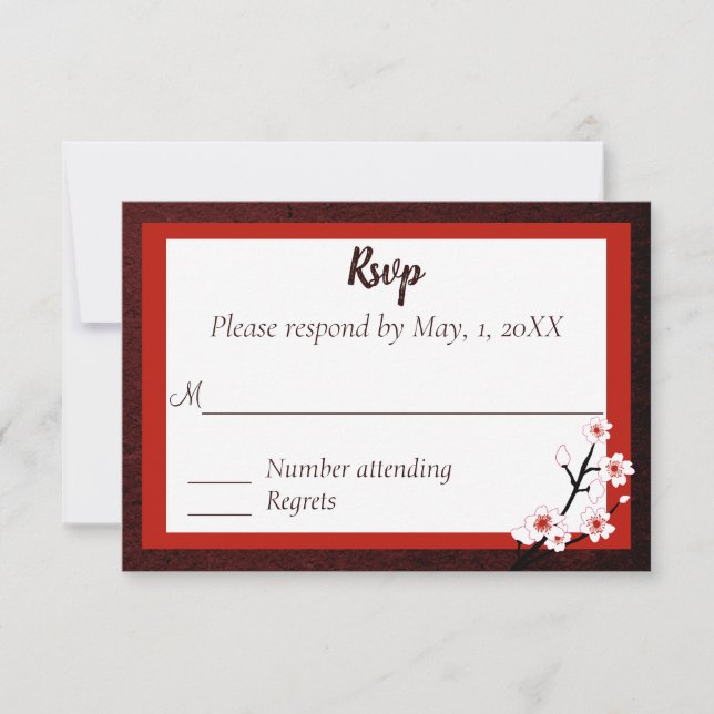 Carte de réponse de mariage Fleur de cerisier japo (Devant)