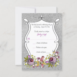 Carte de réponse de mariage Fleur de feuillage e