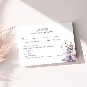 Carte de réponse de mariage Fleurs Mauve et Lilas