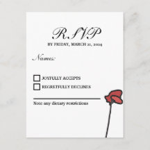Carte de réponse de mariage floral aux coquelicots