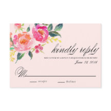 carte de réponse de mariage floral bohème