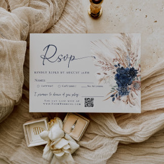 Carte de réponse de mariage floral en herbe de Pam