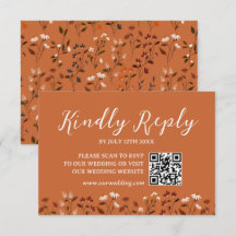Carte de réponse de mariage floral en terre cuite 